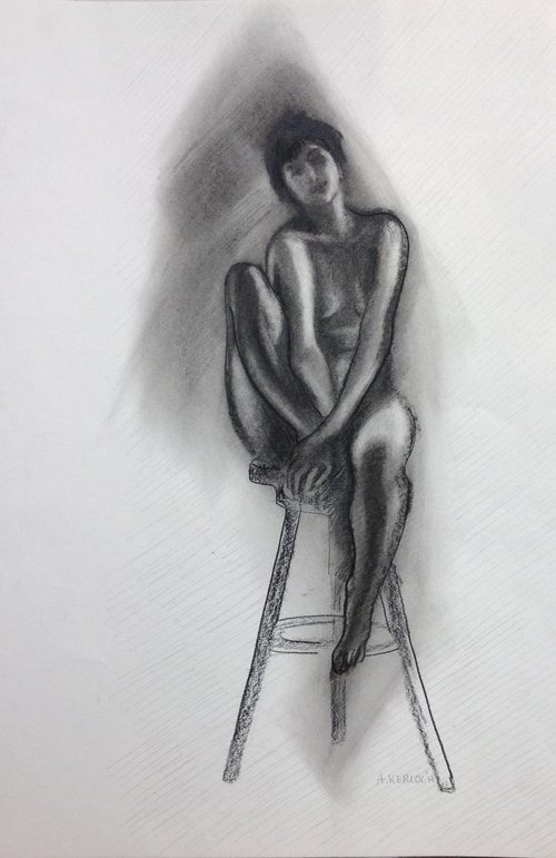 Young woman on a stool by Anyck Alvarez Kerloch