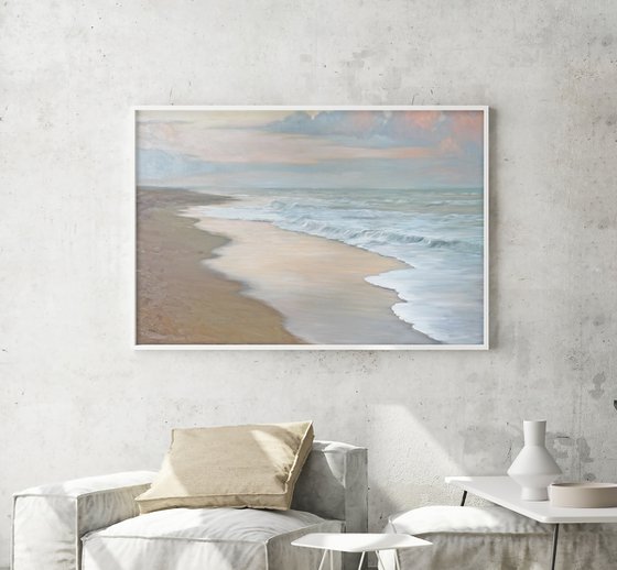 "Sea vibes 5" Blue beige landscape art
