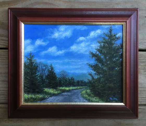 BACKROAD SUNSHINE - oil 8X10 (SOLD)