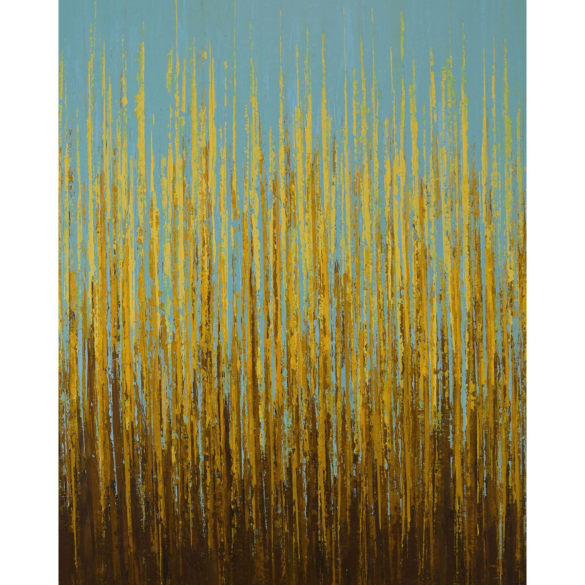 Expressive Abstract Acrylic Painting By Suzanne Vaughan, 24 X 30", Yellow Gold - Textured Field, Original Artwork