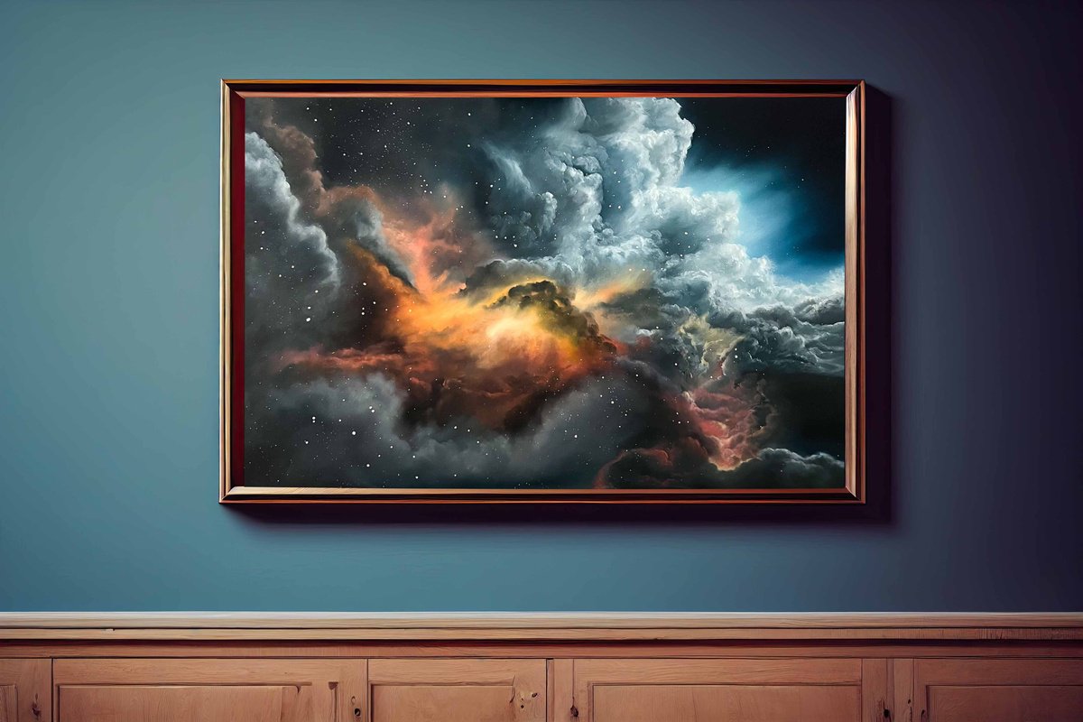 Abstract Oil Painting By Simona Nedeva, 36 X 24", Enigma, Original Artwork