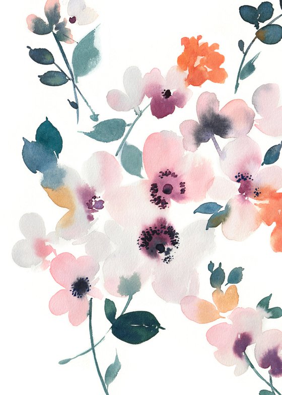 Abstract Watercolor Florals I