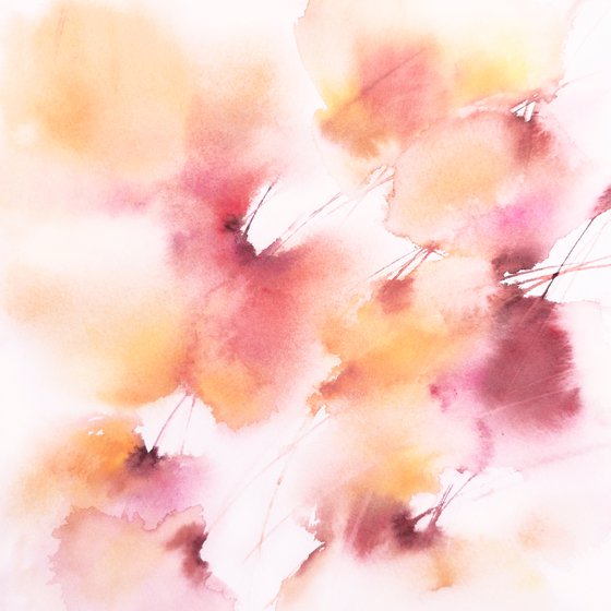 Watercolor floral wall art, Diptych "Spring wind"