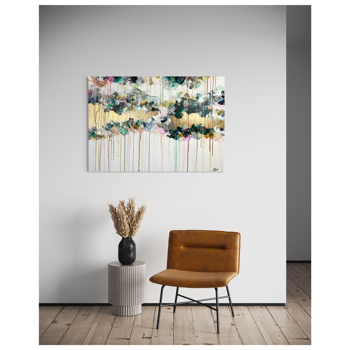 Abstract Painting By Maria Esmar, 39 X 28", As It Was, Original Artwork