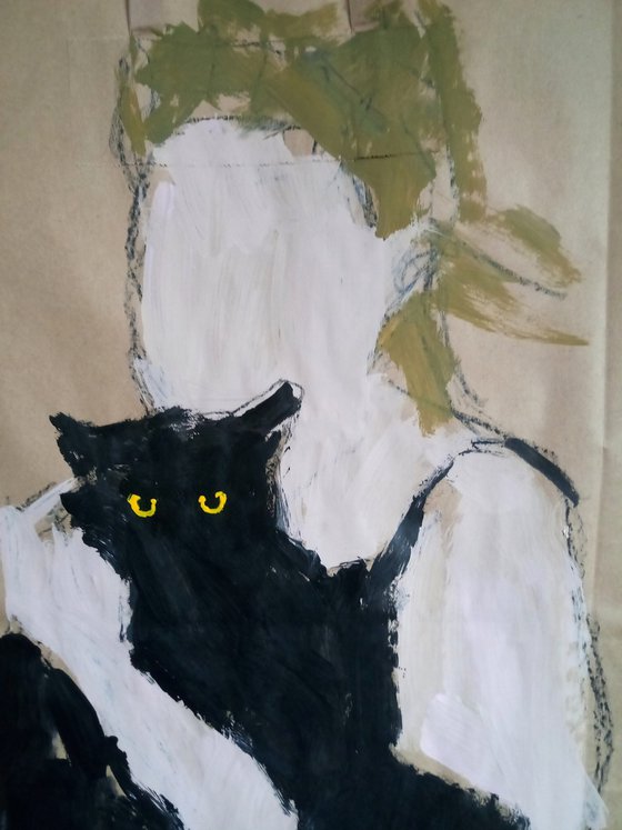 #43/24 Girl with black cat