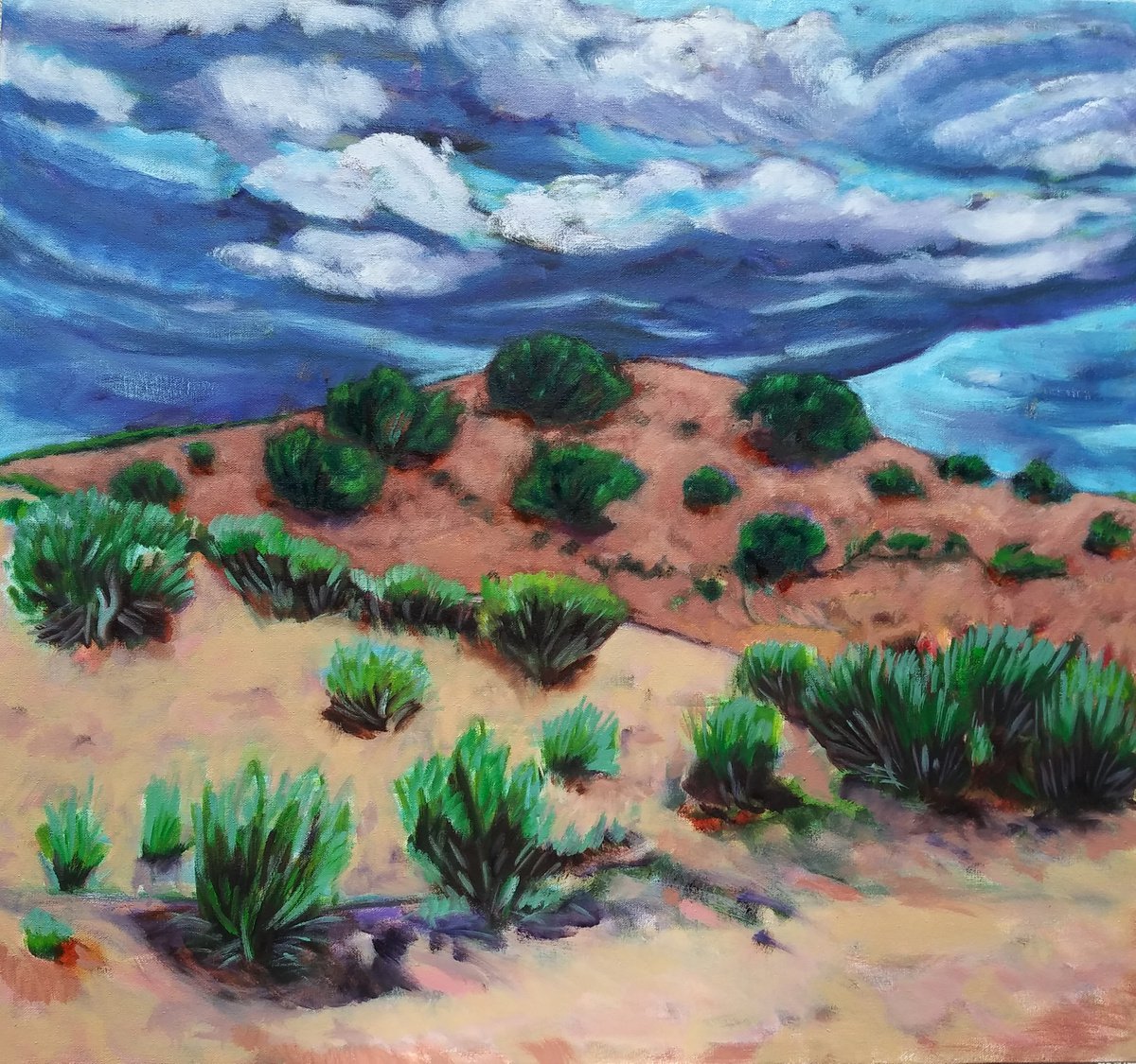 Impressionistic Landscape Oil Painting By Lorie Schackmann, 28 X 26", Monsoon, Original Artwork