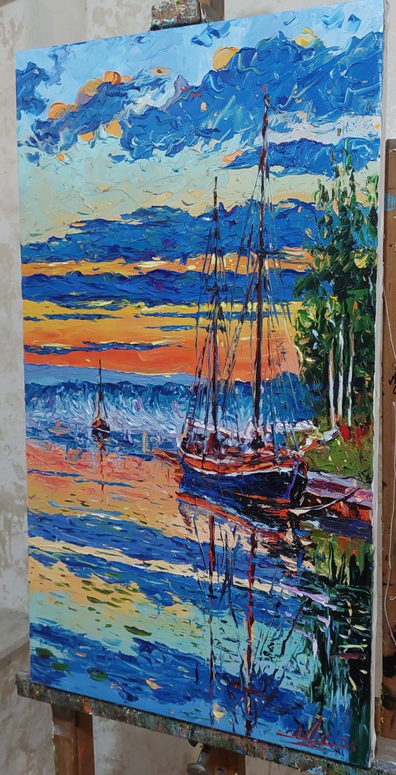 Harbor in Blue and Fire