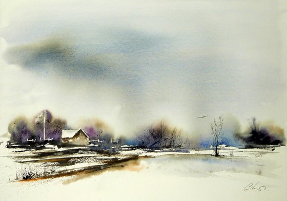 The walk home. Original Watercolour Painting.