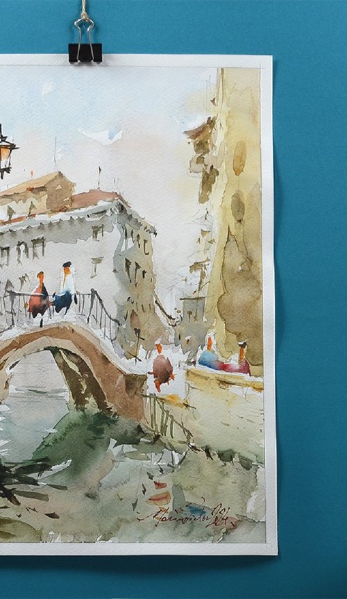 Venice Watercolor Landscape by Marin Victor