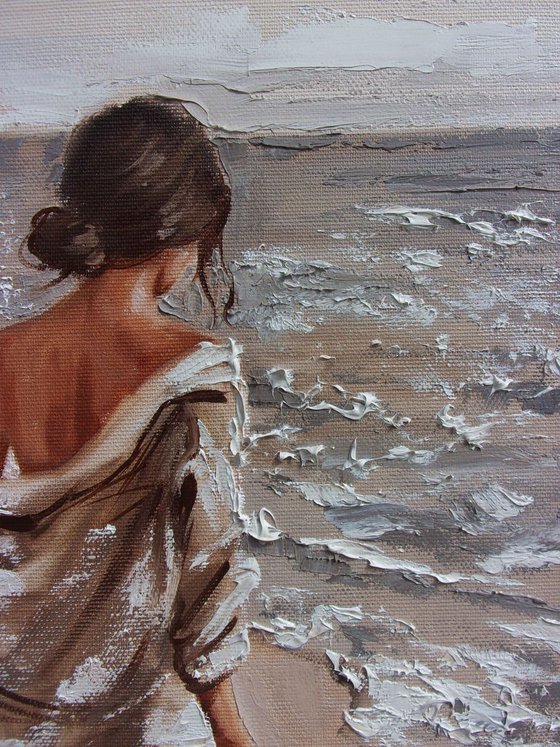 " SEA BREEZE ... " original painting SEA spring palette knife GIFT