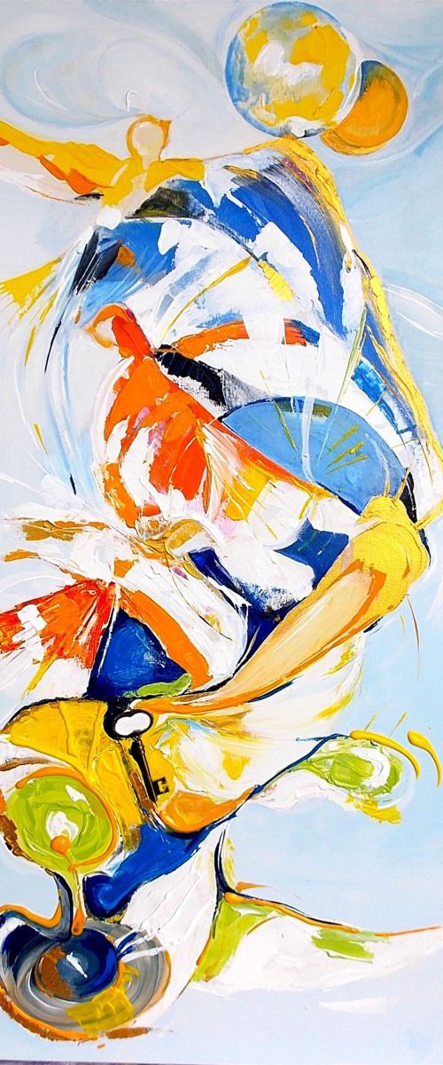 "The key of my home" -  Large Original Painting on Canvas 50 x 100 by Maria Paunova