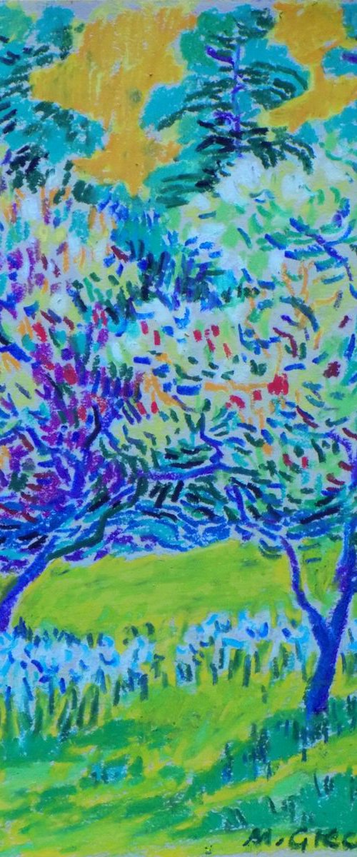 Orchard with white flowers by Maja Grecic