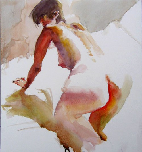 nude alone II by Goran Žigolić Watercolors