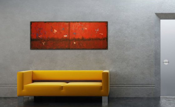 "Red Horizon". Large panoramic abstract.