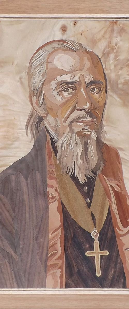 Marquetry portrait of Historical Figure - Lukijan Musicki (1777-1837) by Dušan Rakić