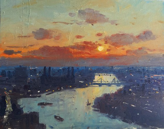 London view at sunset