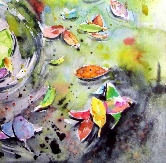 Fall and water lilies