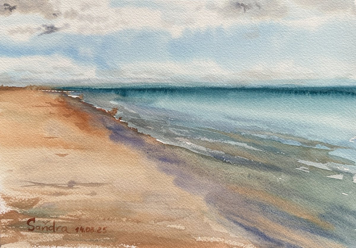 Expressive Watercolour , Ukrainian Seascape By Oleksandra Padushyna, 12 X 8, Artwork For Sale On Artfinder