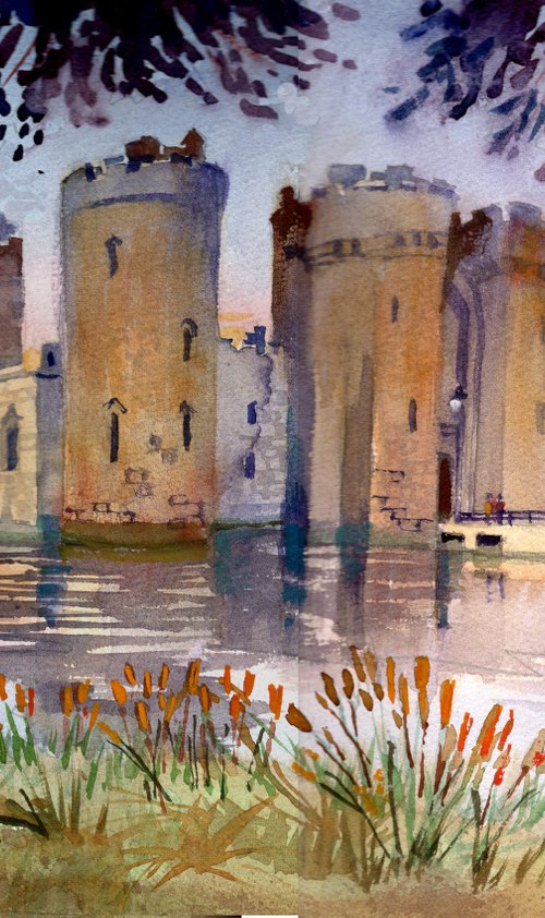 Bodium Castle, East Sussex, Moat, Trees by Peter Day