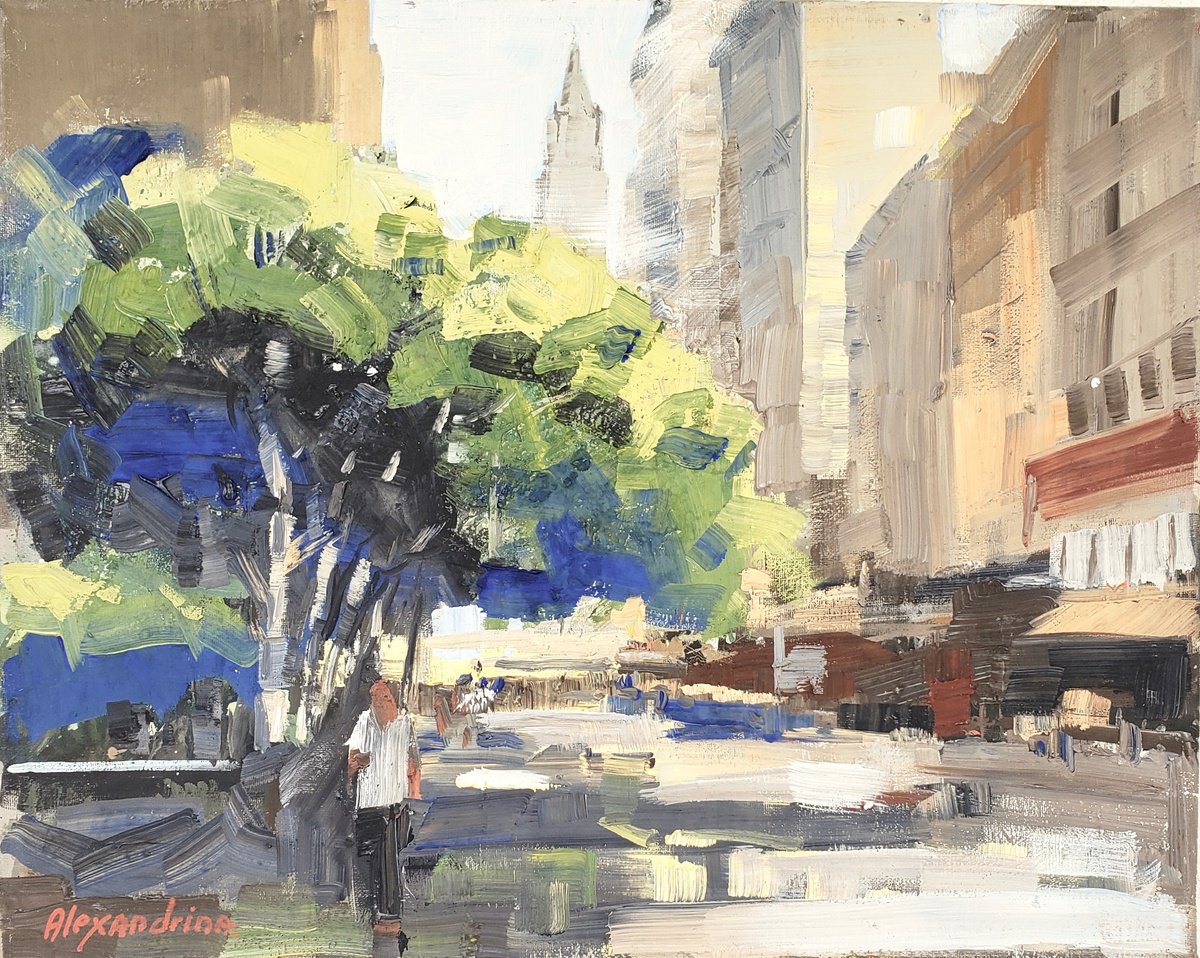 Impressionistic Cityscapes Oil Painting By Irina Alexandrina, 20 X 16, New York. Broadway., Original Artwork