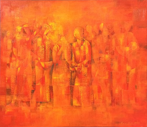 Red Sunday (85x90cm oil/canvas, ready to hang)