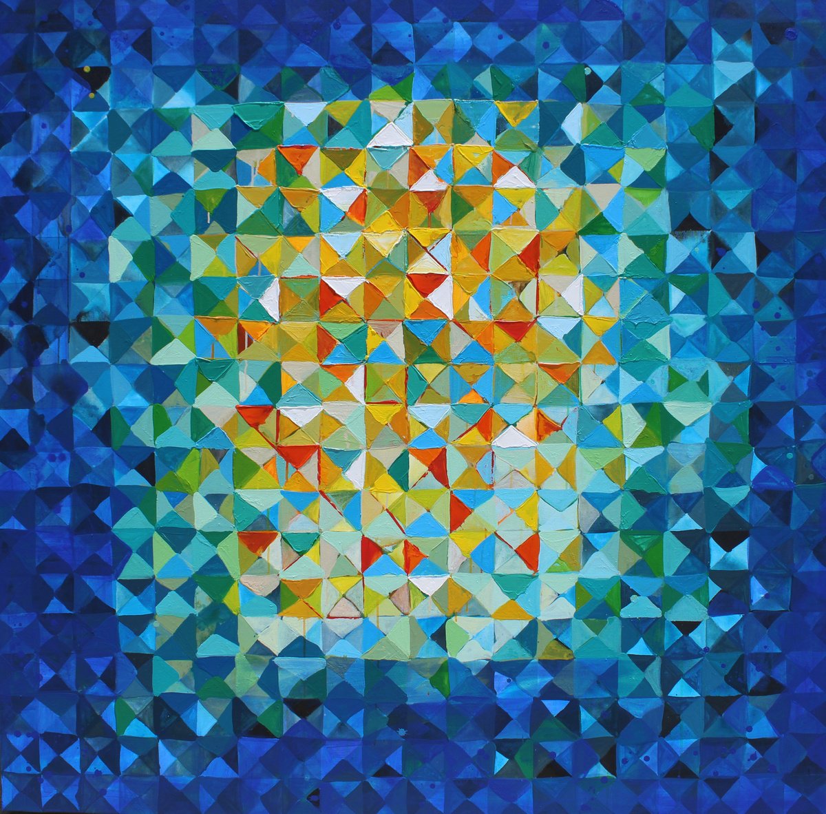 Geometric Abstract Acrylic Painting By Athaang Art, 60 X 60, Dynamic Energy, Original Artwork