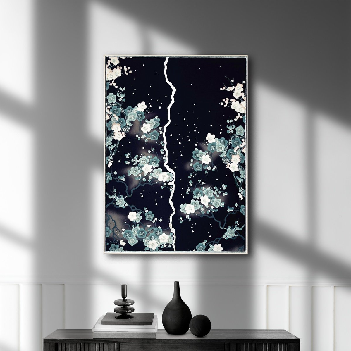 Painting , Plum Blossom Night (Kimono Upcycled) By Lena Okamoto, 21 X 29, Artwork For Sale On Artfinder