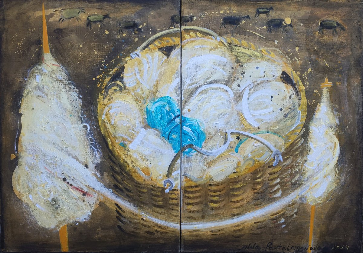 Impressionistic Still Life Acrylic Painting By Inna Pantelemonova, 39 X 28, Wool, Original Artwork