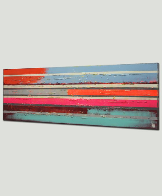 Modern Abstract Painting - Slim Pop Art Lines - 150x50cm - Ronald Hunter - 1A