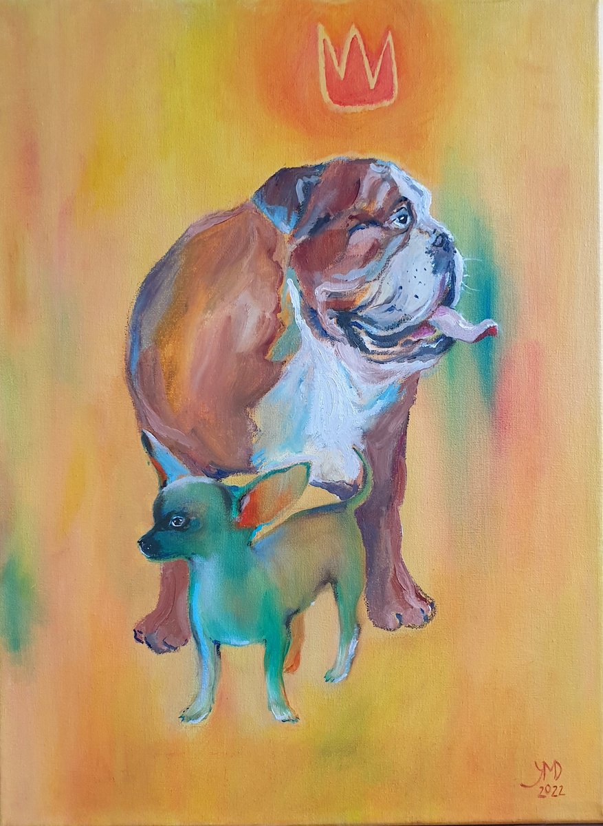 Expressive Animal Oil Painting By Ksenia June, 12 X 16", Our Life Together, Original Artwork