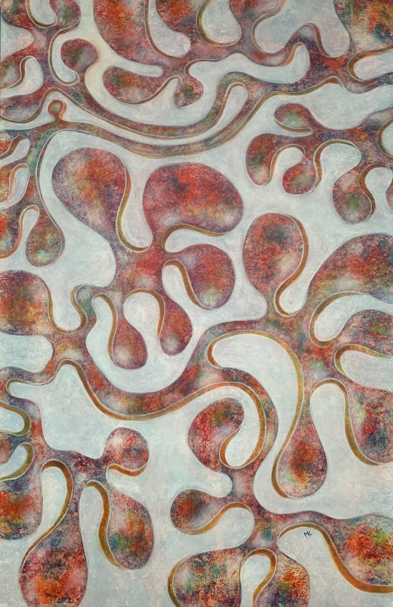 Abstract Acrylic Painting By Maarit Korhonen, 26 X 39", New Wave, Original Artwork