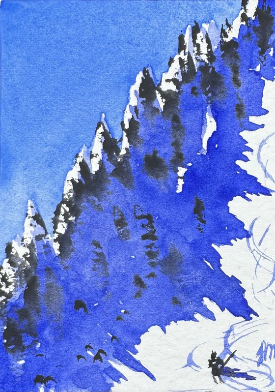 ACEO. THE TOP OF THE ALPINE MOUNTAINS