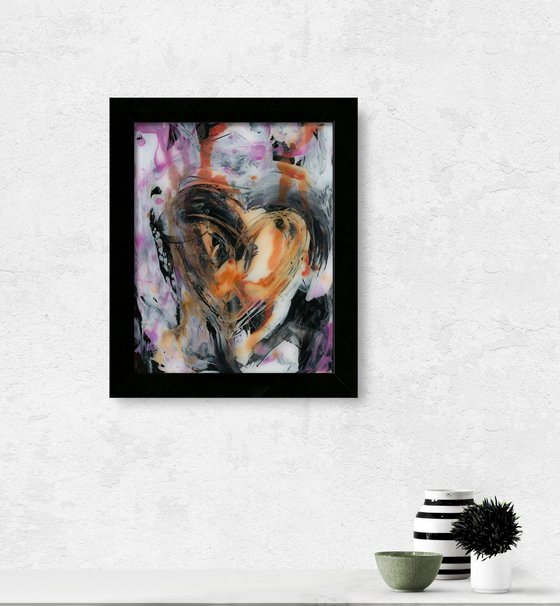 Songs Of The Heart 6 - Framed Mixed Media Abstract Heart painting by Kathy Morton Stanion