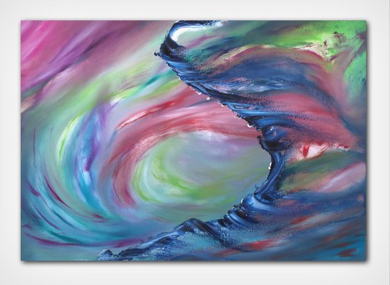 Abyss, 100x70 cm, Deep edge, LARGE XL, Original abstract painting, oil on canvas