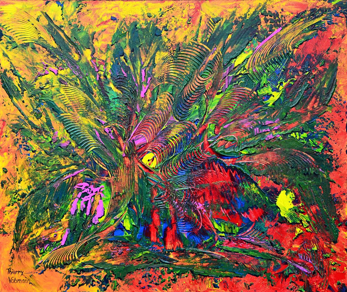 Abstract Acrylic Painting By Thierry Vobmann. Abstract ., 22 X 18", Autumn Set, Original Artwork