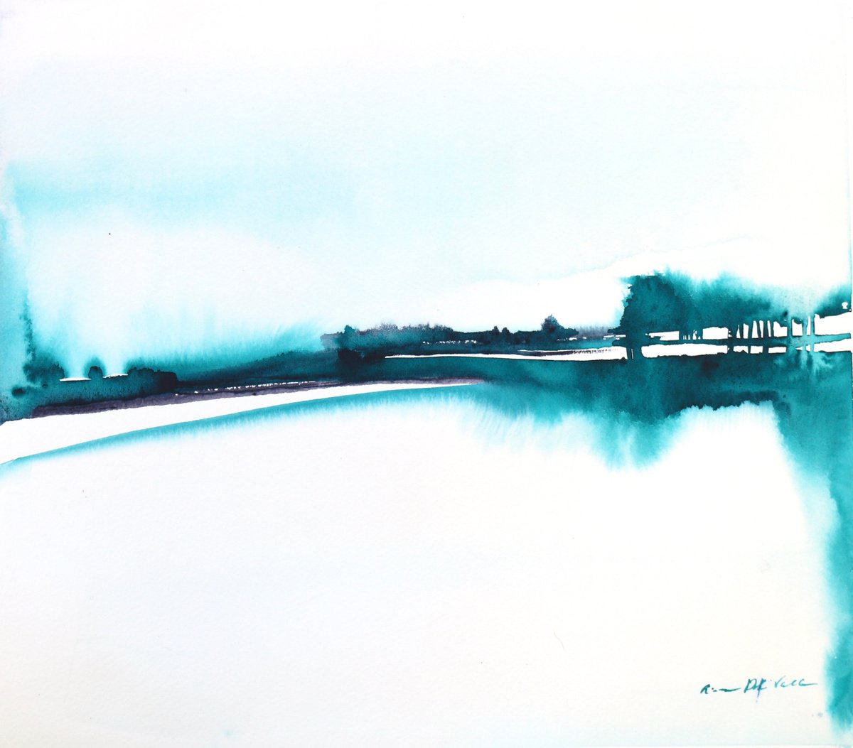 Abstract landscape Painting Lake Constance by Aimee Del Valle