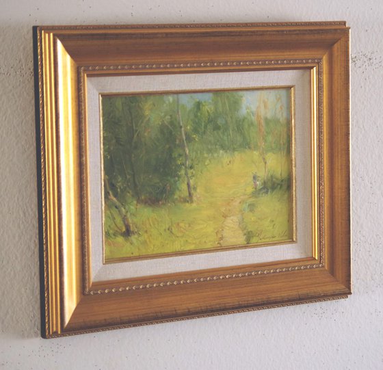 Meadow Landscape  oil painting Hand Painted One of a kind Framed Ready to Hang