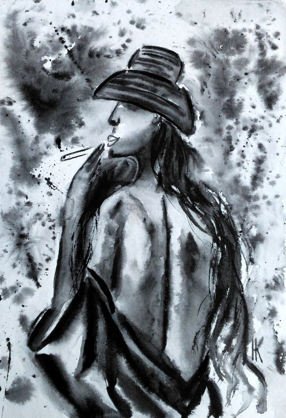 Original Charcoal Drawing, Female Portrait , Original Art, on