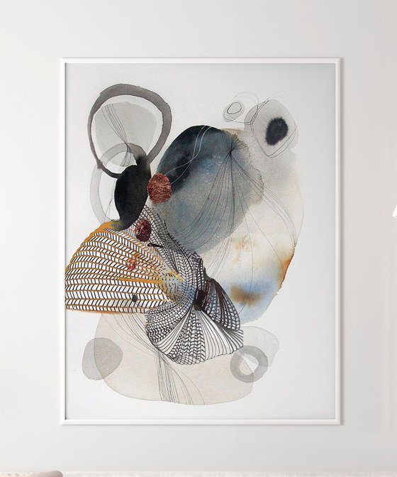 "Dancing Forms" Abstract gray minimal art