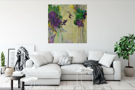 Talking it over - middle sized abstract ready to hang