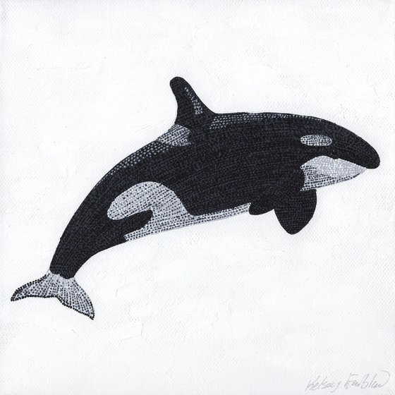 Orca - pointillism painting
