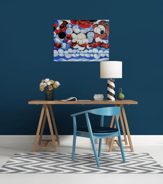 Winter evening-2 (60x80cm, cubism, oil painting, ready to hang)