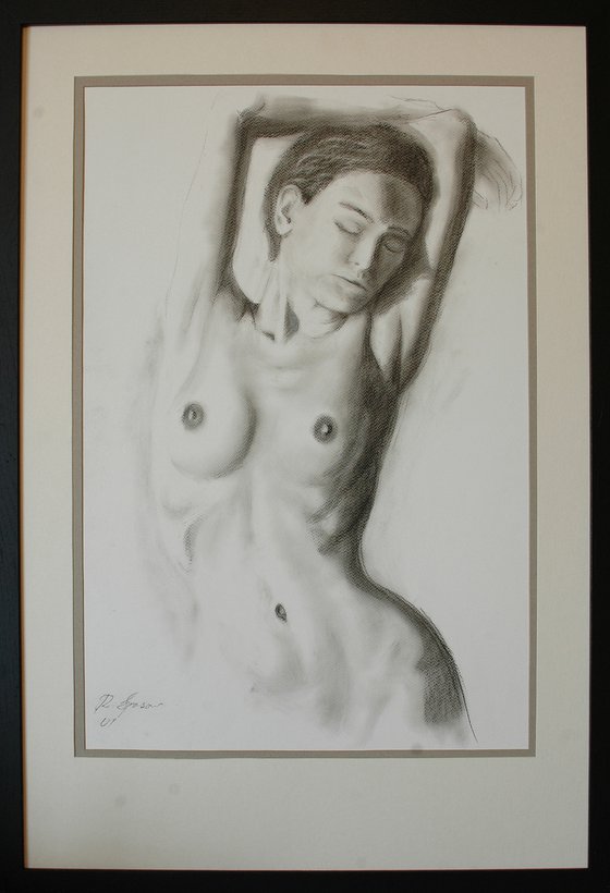 Nude study. Charcoal drawing.