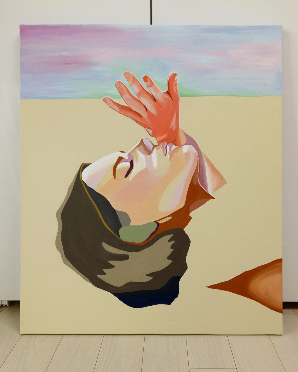 Expressive Portrait Acrylic Painting By Young Park, 24 X 29", Under The Sun, Original Artwork