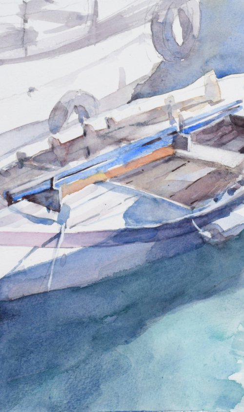 Boat in the harbor 4 by Goran Žigolić Watercolors