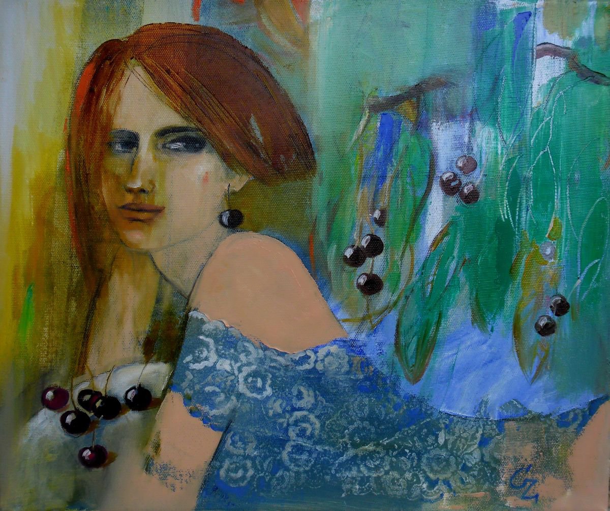 portrait with cherry by Victoria Cozmolici