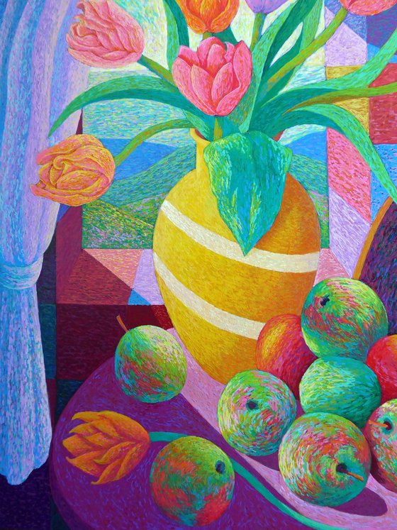 STILL LIFE OF FRUIT & FLOWERS