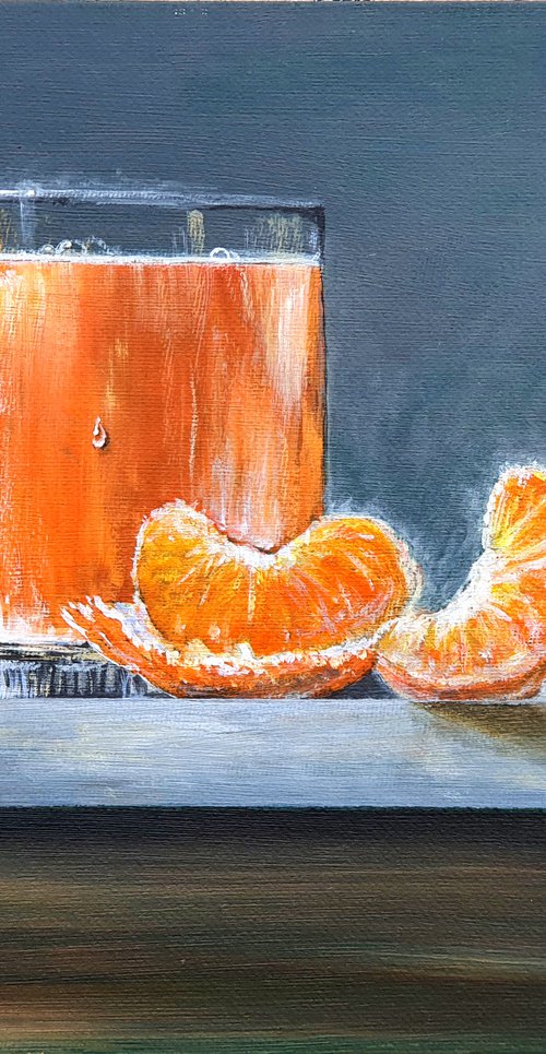 Still life with Mandarin. Acrylic painting on canvas board by Yulia Schuster