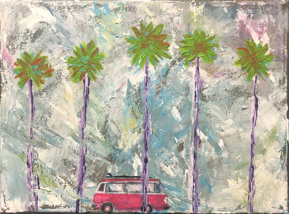 Organic Landscape Acrylic Painting By Paul Baaske, 16 X 12", California Dreaming, Original Artwork