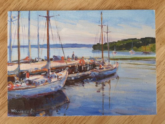 Moored boats (5x7x0.1'') (framed 9x7x1")